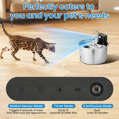 3.5L Stainless Steel Cat Sensor Water Fountain Wireless Smart Automatic Pet Water Dispenser For Cat Dog Pet Drinking Fountain
