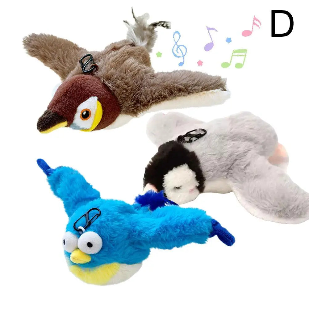 Interactive Cat Toys Rechargeable Flying Bird Wings Cat Toy Stimulating Play Touch Activated Plush Pet Cat Toy
