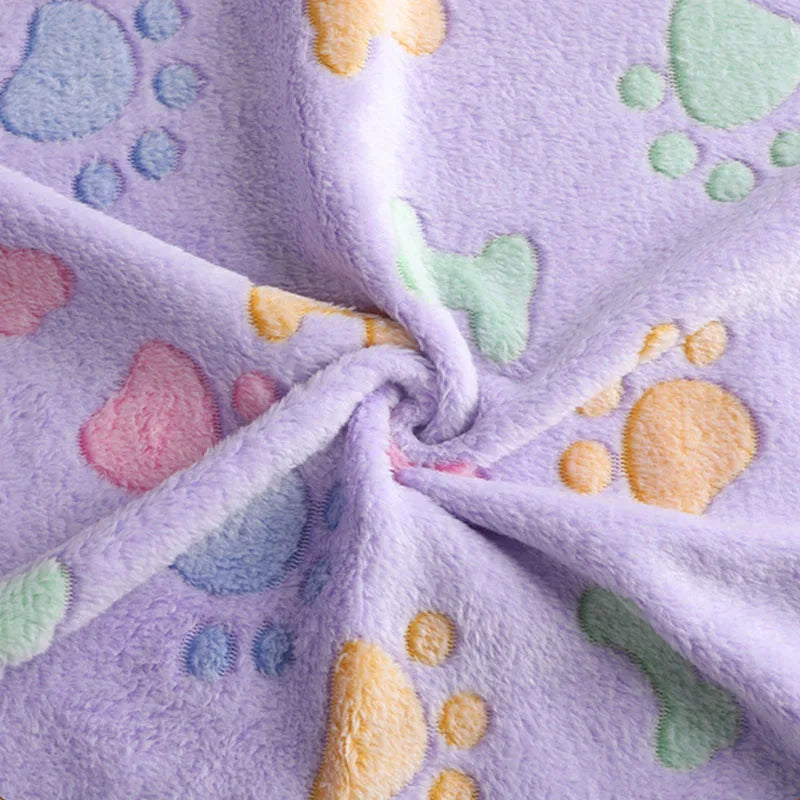 Winter Velvet Pet Sleeping Warm Blanket with Paw/Dot/Bone Pattern, Dog Cat Washing Towel, Fleece Soft Pet Blanket Pet Bed Mat