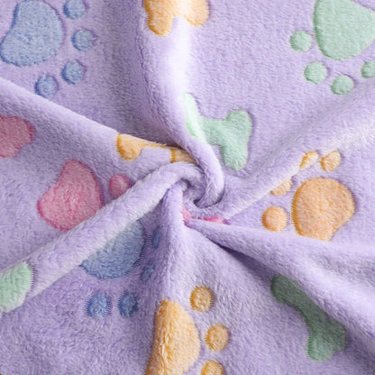 Winter Velvet Pet Sleeping Warm Blanket with Paw/Dot/Bone Pattern, Dog Cat Washing Towel, Fleece Soft Pet Blanket Pet Bed Mat