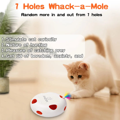 Interactive Cat Whack A Mole Toy – Automatic 7 Hole Mouse Game for Indoor Cats