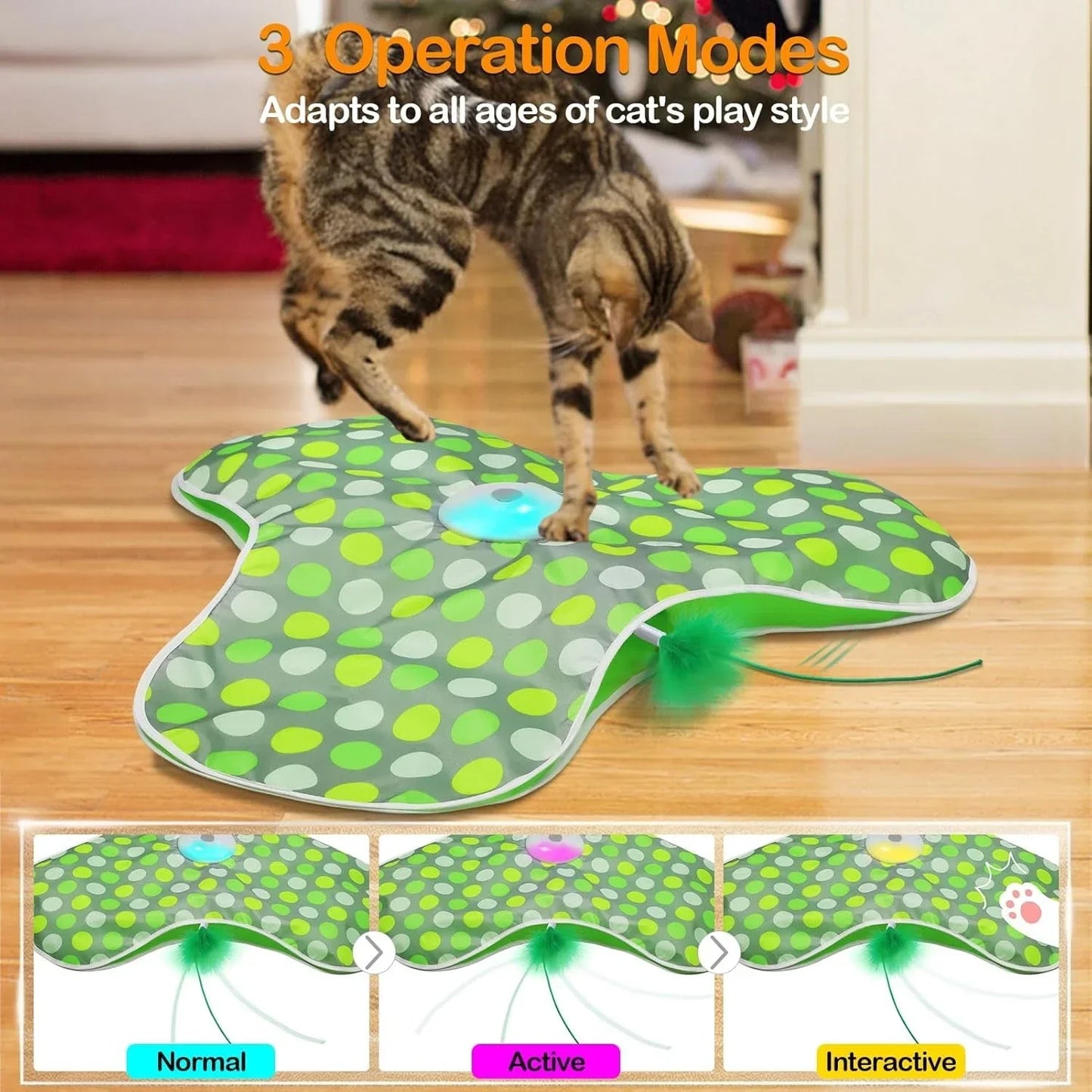 Interactive Hide and Seek Cat Toy – Motion Activated Mouse and Feather Teaser for Cats