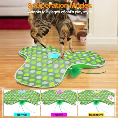 Interactive Hide and Seek Cat Toy – Motion Activated Mouse and Feather Teaser for Cats