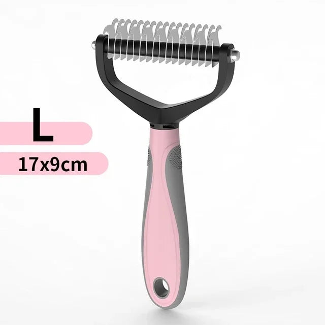 Double Sided Pet Grooming Brush – Stainless Steel Deshedding Comb for Dogs and Cats