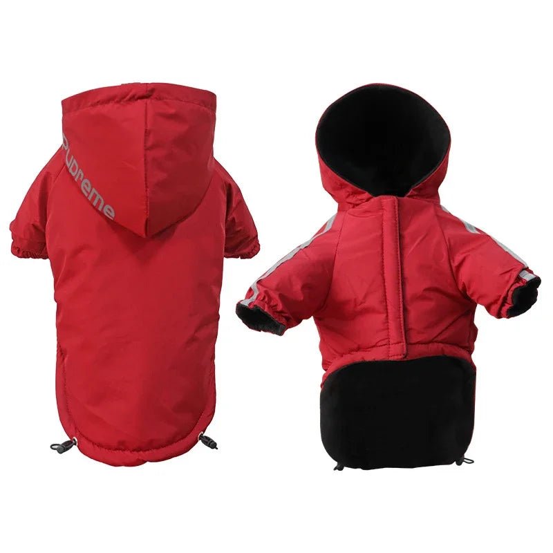 Autumn Winter Pet Dog Waterproof Warm Coat The Dog Face Cotton Hooded Jacket Small Dogs Cat Reflective Pet Clothes Winter Coat