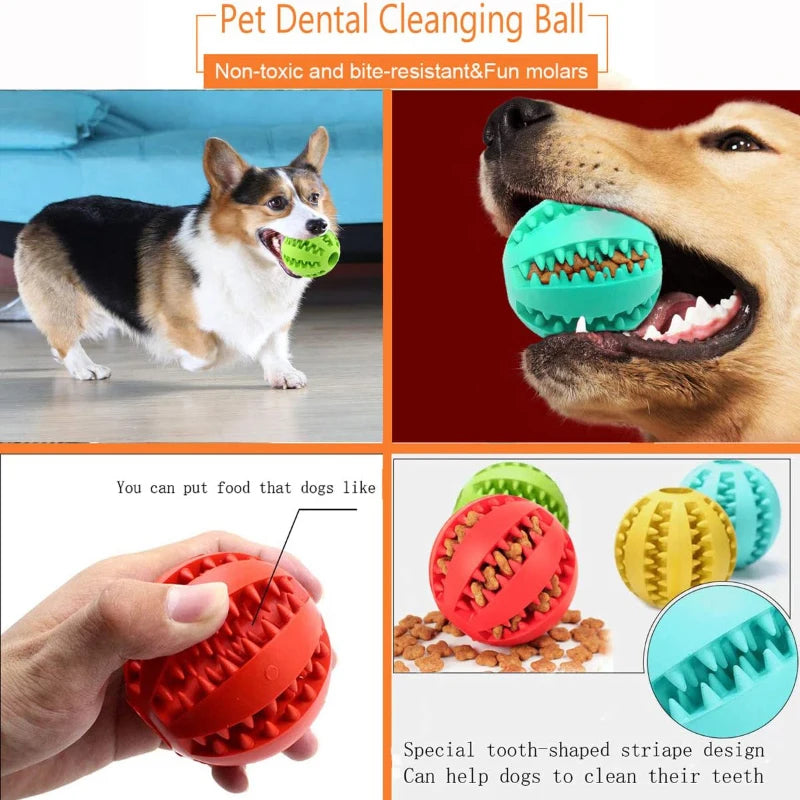 Interactive Rubber Dog Toy Ball – Chewable Silicone Treat Feeder for Dogs and Cats