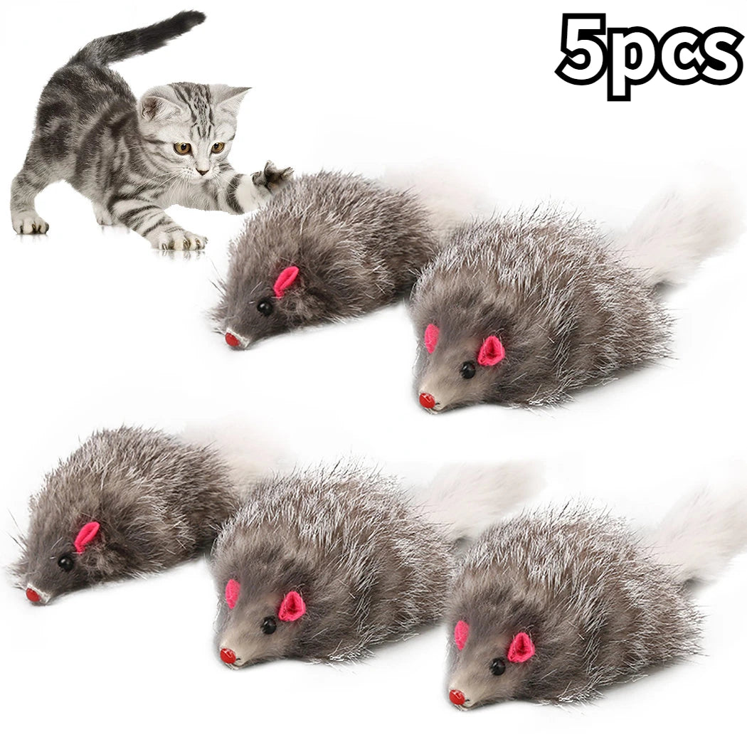 Cat Mice Toys False Mouse Cat Toy Long Tail Mice Soft Real Rabbit Fur Toy For Cats Plush Rat Playing Chew Toy Pet Supplies