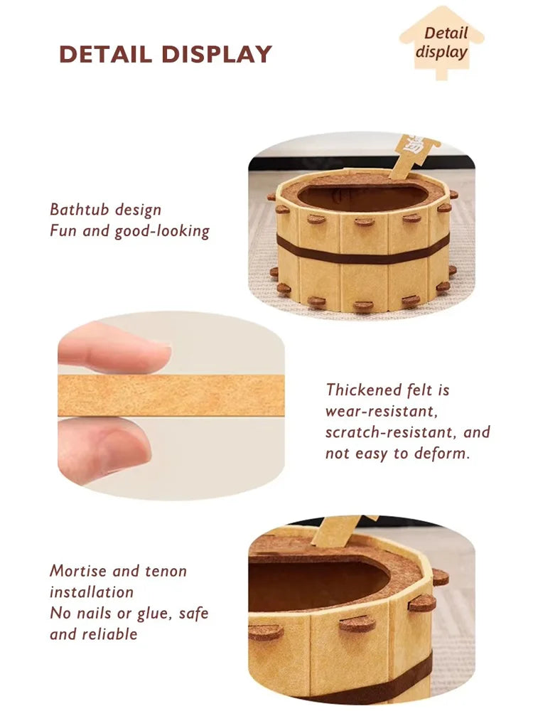 Sturdy Soft Comfortable Pet Nest Four Seasons Bathtub Cat House Fun Semi-Enclosed Felt Cat Bed For Claw Sharpening Sleeping