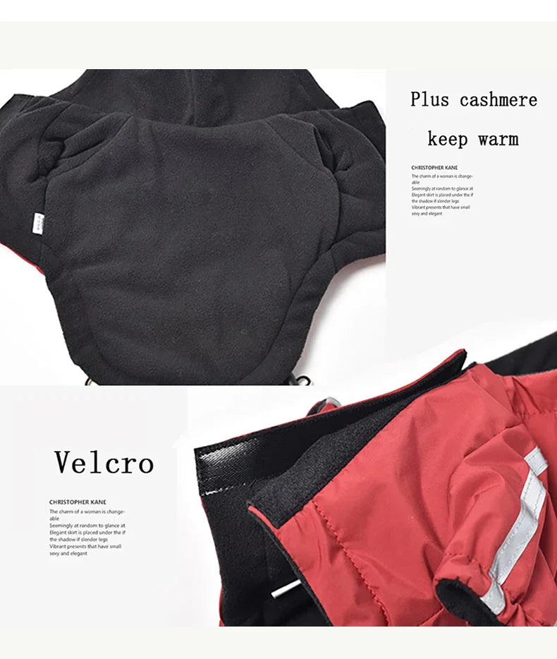 Pet Dog Waterproof Coat Reflective Puppy Warm Cotton Jacket Autumn Winter Hoodie Clothing For Dogs Cats Clothes