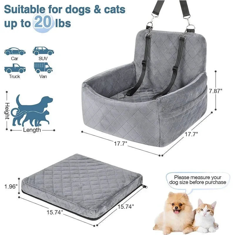 Pet Car Seat Mat – Washable Anti Slip Travel Safety Seat for Dogs and Cats