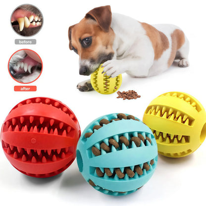 Interactive Rubber Dog Toy Ball – Chewable Silicone Treat Feeder for Dogs and Cats