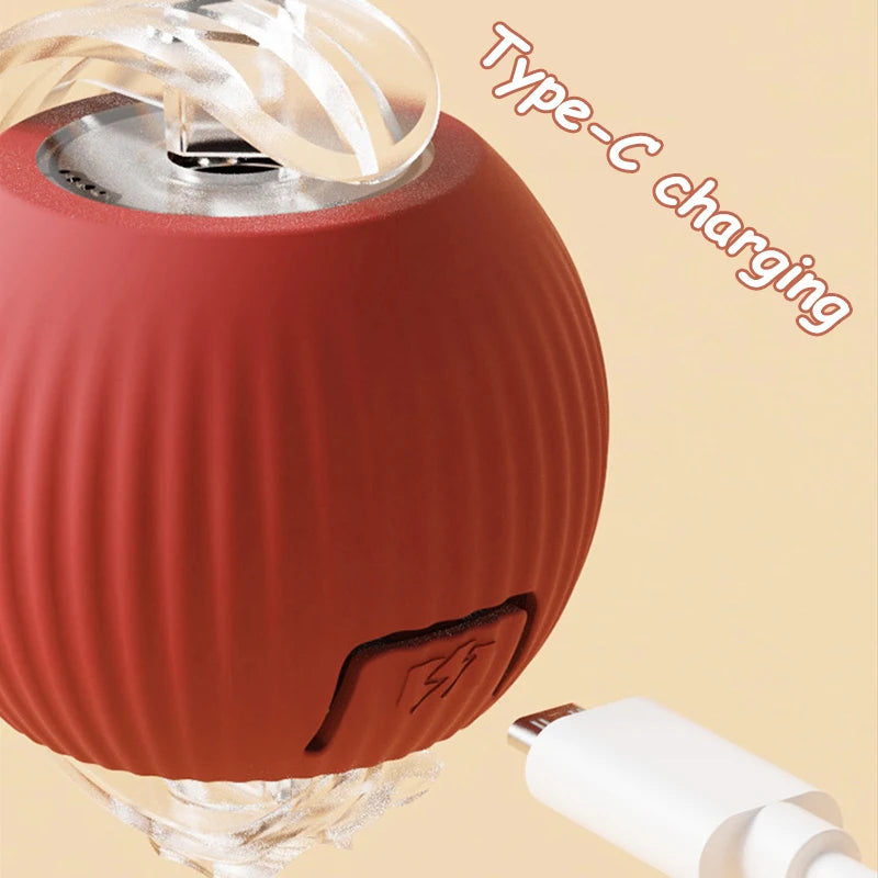 Rechargeable Interactive Cat Ball Toy – Automatic Rolling Smart Pet Toy with Faux Tail for Cats and Dogs