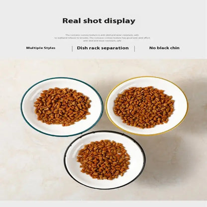 Ceramic Raised Pet Bowl Food Water Treats For Cats &amp Doggie Cat Stand Bowl Dogs Supplies Outdoor Feeding Drinking Accessories