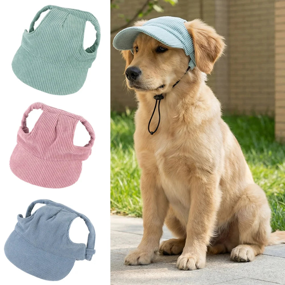 Corduroy Dog Baseball Cap – Adjustable Sun Hat for Small, Medium and Large Dogs