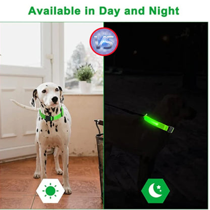 USB Rechargeable LED Dog Collar – Adjustable Luminous Safety Light Collar for Dogs and Cats