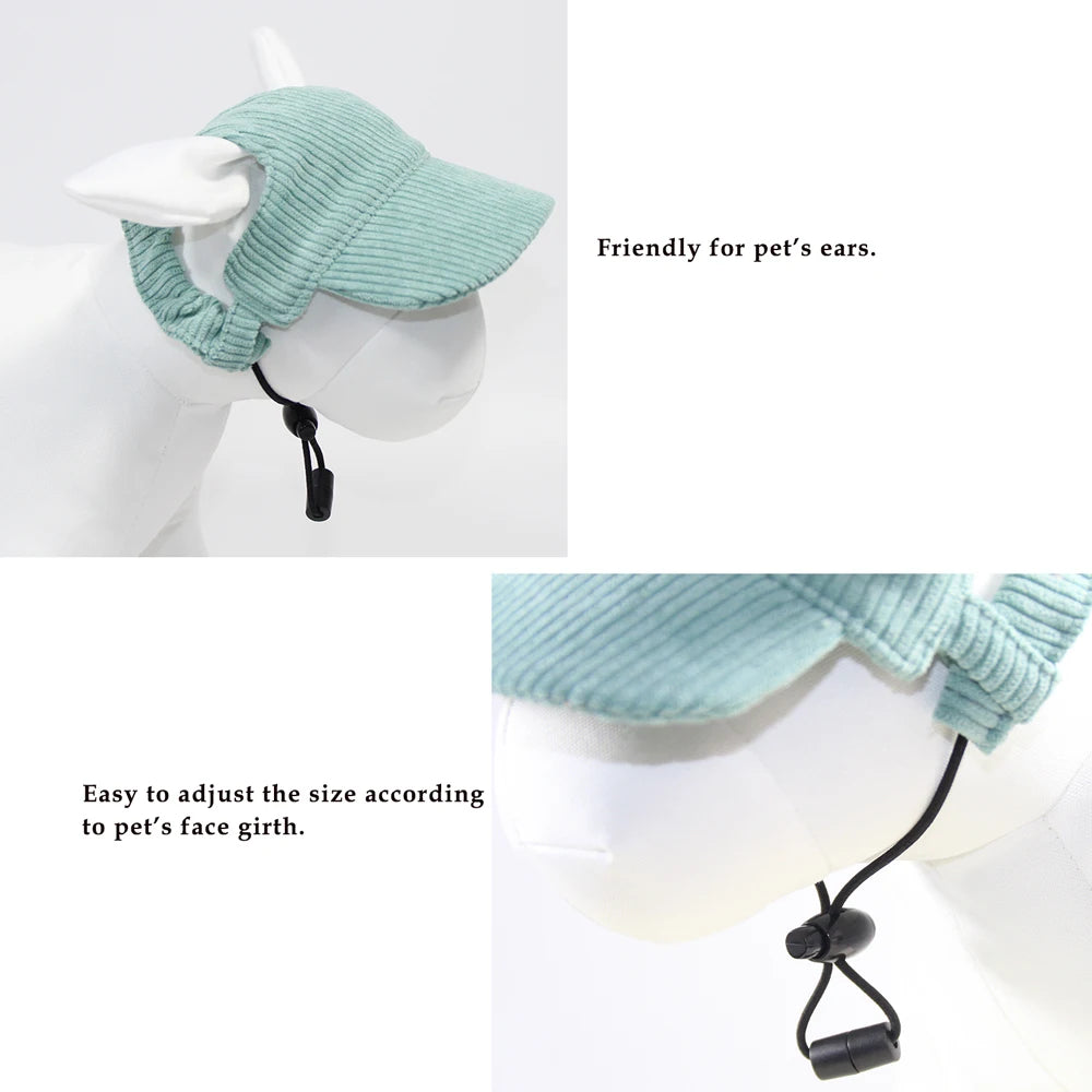 Corduroy Dog Baseball Cap – Adjustable Sun Hat for Small, Medium and Large Dogs