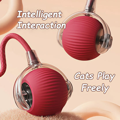 Rechargeable Interactive Cat Ball Toy – Automatic Rolling Smart Pet Toy with Faux Tail for Cats and Dogs