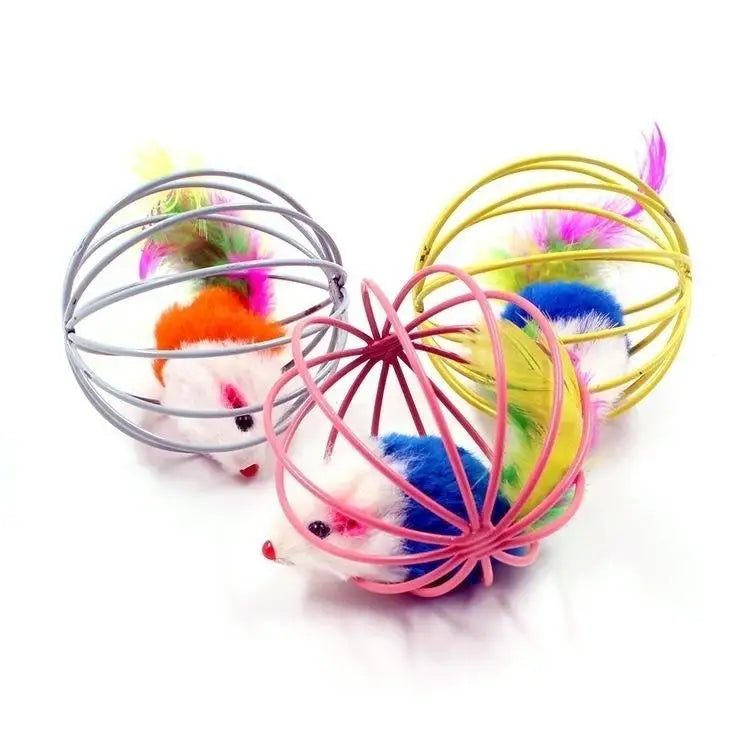Caged Mouse Cat Toy Ball – Funny Interactive Pet Toy for Cats and Dogs