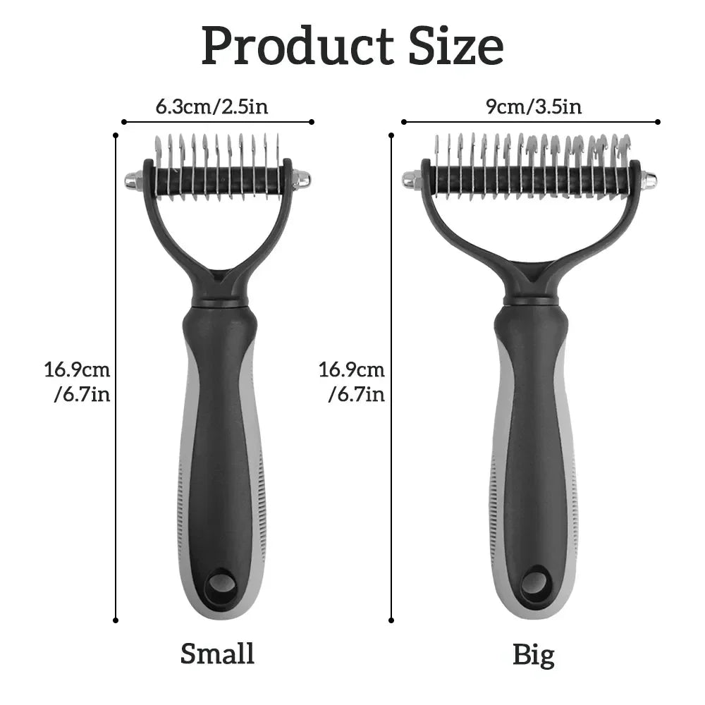 Double Sided Pet Grooming Brush – Stainless Steel Deshedding Comb for Dogs and Cats