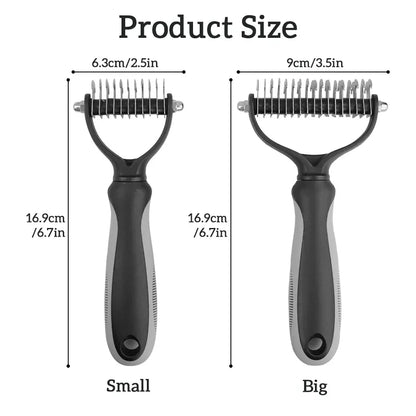 Double Sided Pet Grooming Brush – Stainless Steel Deshedding Comb for Dogs and Cats