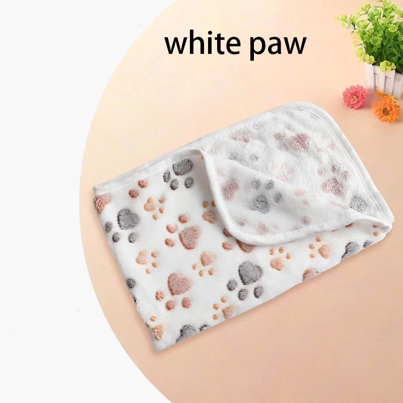 Winter Velvet Pet Sleeping Warm Blanket with Paw/Dot/Bone Pattern, Dog Cat Washing Towel, Fleece Soft Pet Blanket Pet Bed Mat