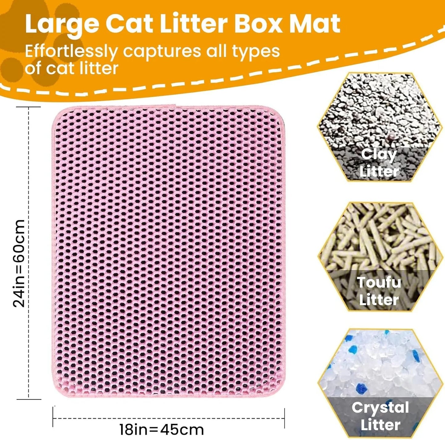 Double Layer Cat Litter Mat – Waterproof Non Slip Pet Litter Box Mat for Cats