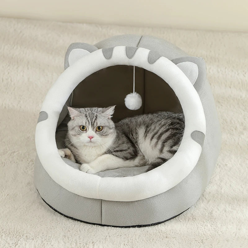 Warm Cat Cave Bed – Cozy Pet House Sleeping Cushion for Cats and Small Dogs