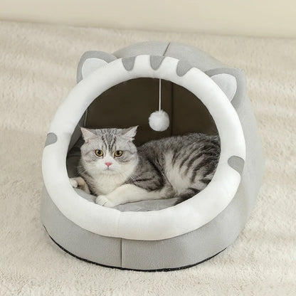 Warm Cat Cave Bed – Cozy Pet House Sleeping Cushion for Cats and Small Dogs