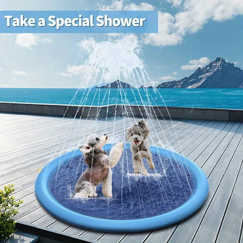 Heavy Duty Outdoor Pet Bath Basin – Non Slip Spray Water Play Mat for Dogs and Cats
