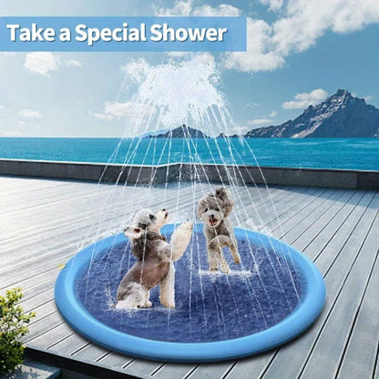 Heavy Duty Outdoor Pet Bath Basin – Non Slip Spray Water Play Mat for Dogs and Cats