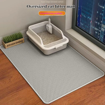 Double Layer Cat Litter Mat – Waterproof Non Slip Sand Trapping Floor Protector for Indoor Cats