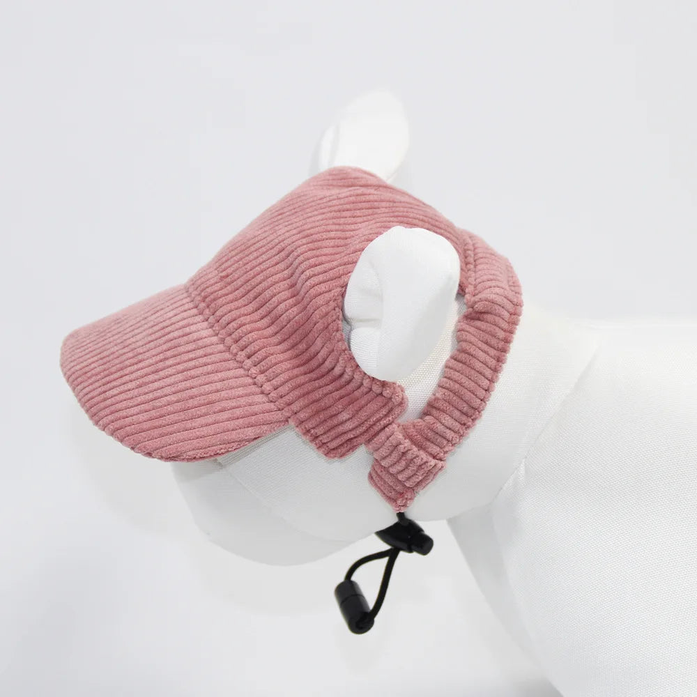 Corduroy Dog Baseball Cap – Adjustable Sun Hat for Small, Medium and Large Dogs
