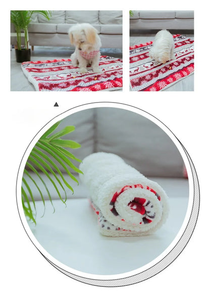 Christmas Dog Pad Thick Flannel Warm Blanket Leopard Print Blanket Dog Pad Camel Foot Pad Thick Cage Pad Pet Blanket Dog Beds