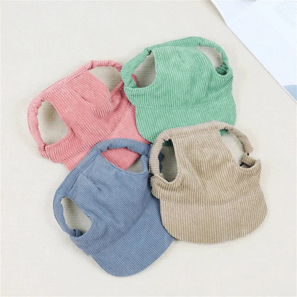 Corduroy Dog Baseball Cap – Adjustable Sun Hat for Small, Medium and Large Dogs