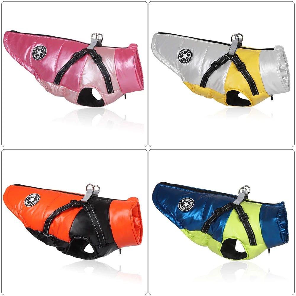 Winter Dog Harness Clothes Waterproof Warm Pet Dog Cotton Coat for Small Large Dogs Jacket French Bulldog Chihuahua Clothing Pug