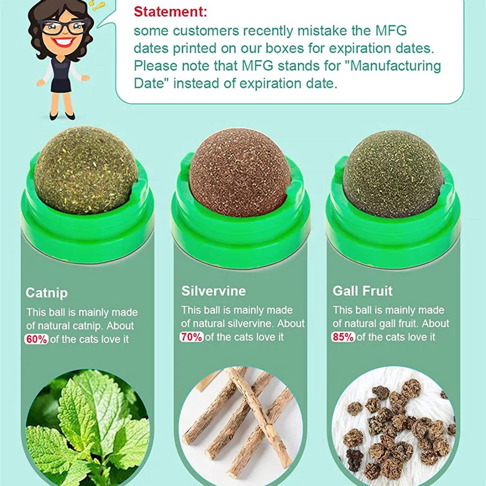 Catnip Balls Funny Lickable Cat Snack Catnip Balls Kitten Playing Chewing Cleaning Teeth Toy For Small Medium Cats pet supplies