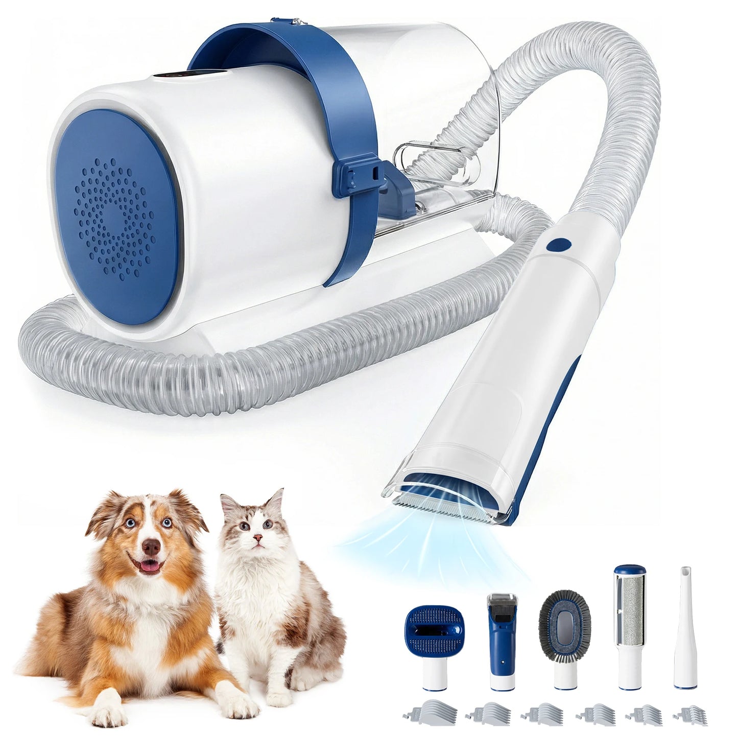 2.5L Pet Grooming Vacuum Kit – Cordless Low Noise Dog Clippers with 5 Tools and 3 Suction Modes