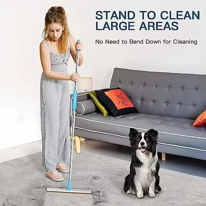 Pet Hair Remover Tool Set – Telescopic Handle Carpet Rake for Dog and Cat Hair Removal
