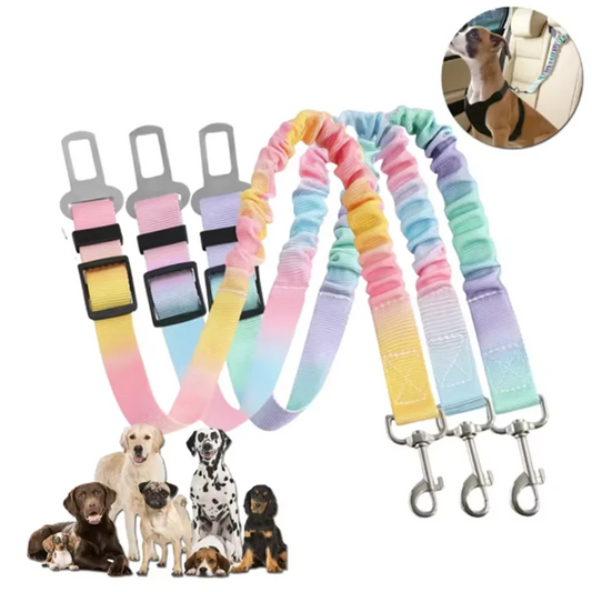 Adjustable Dog Car Seatbelts for Vehicle Nylon Pet Safety Seat Belt with Elastic Bungee Buffer Durable Colorful Car Harness