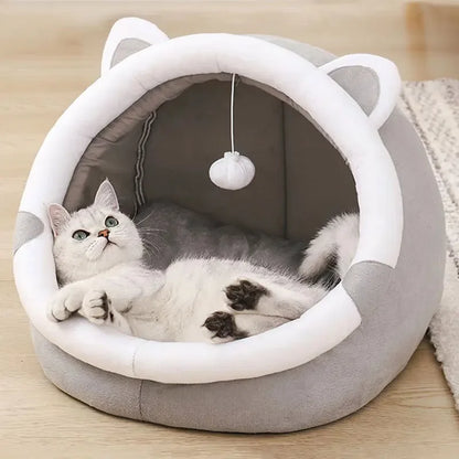 Pet Tent Cave Bed – Foldable Self Warming Sleeping Hut for Cats and Small Dogs