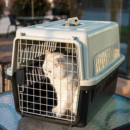 Portable Pet Carrier Crate – Plastic Travel Kennel for Dogs, Cats, Puppies and Rabbits (48×32×30cm)