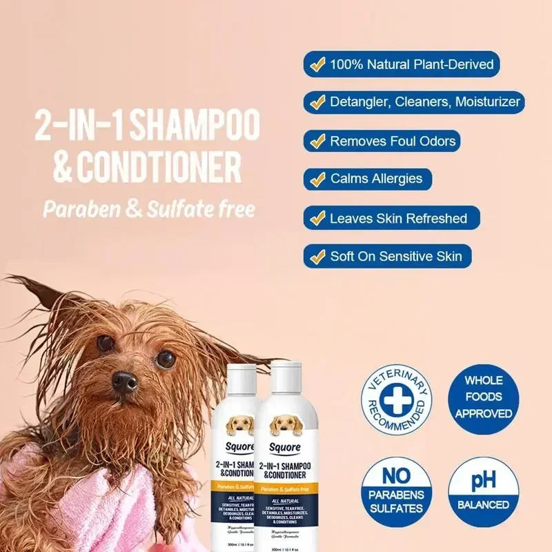 2 in 1 Puppy Shampoo & Conditioner – Natural Moisturizing Pet Shampoo for Sensitive Skin