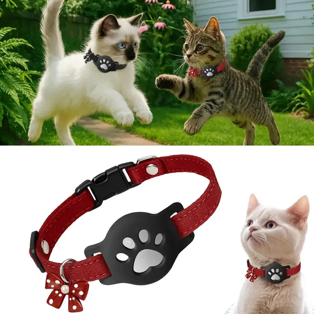 Reflective Pet Collar with AirTag Holder – Waterproof Adjustable GPS Tracker for Cats and Dogs