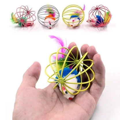 Caged Mouse Cat Toy Ball – Funny Interactive Pet Toy for Cats and Dogs