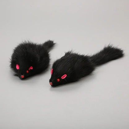 Cat Mice Toys False Mouse Cat Toy Long Tail Mice Soft Real Rabbit Fur Toy For Cats Plush Rat Playing Chew Toy Pet Supplies