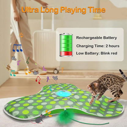 Interactive Hide and Seek Cat Toy – Motion Activated Mouse and Feather Teaser for Cats