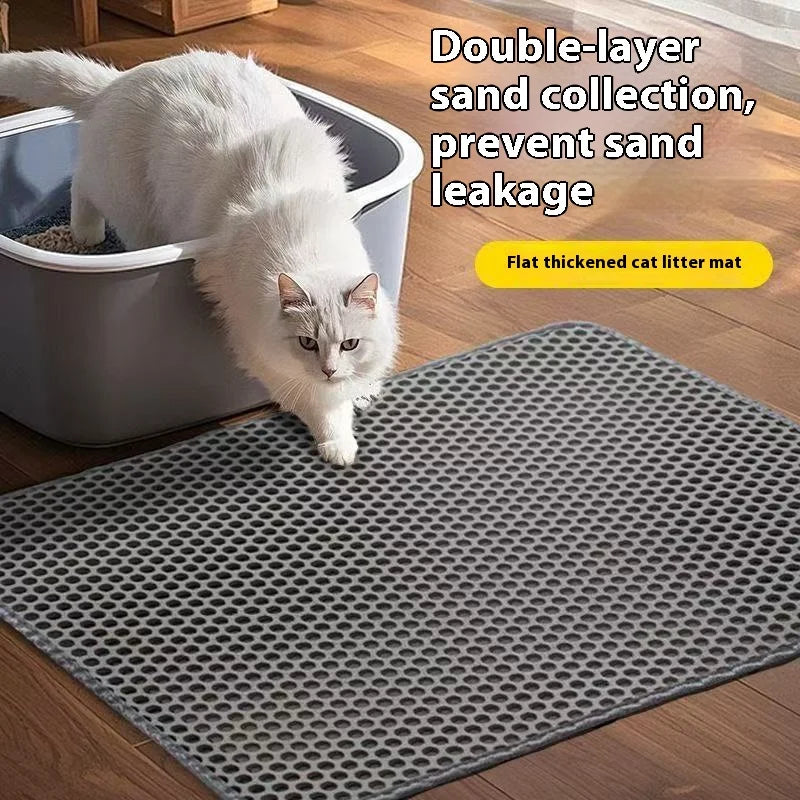 Double Layer Cat Litter Mat – Waterproof Non Slip Sand Trapping Floor Protector for Indoor Cats