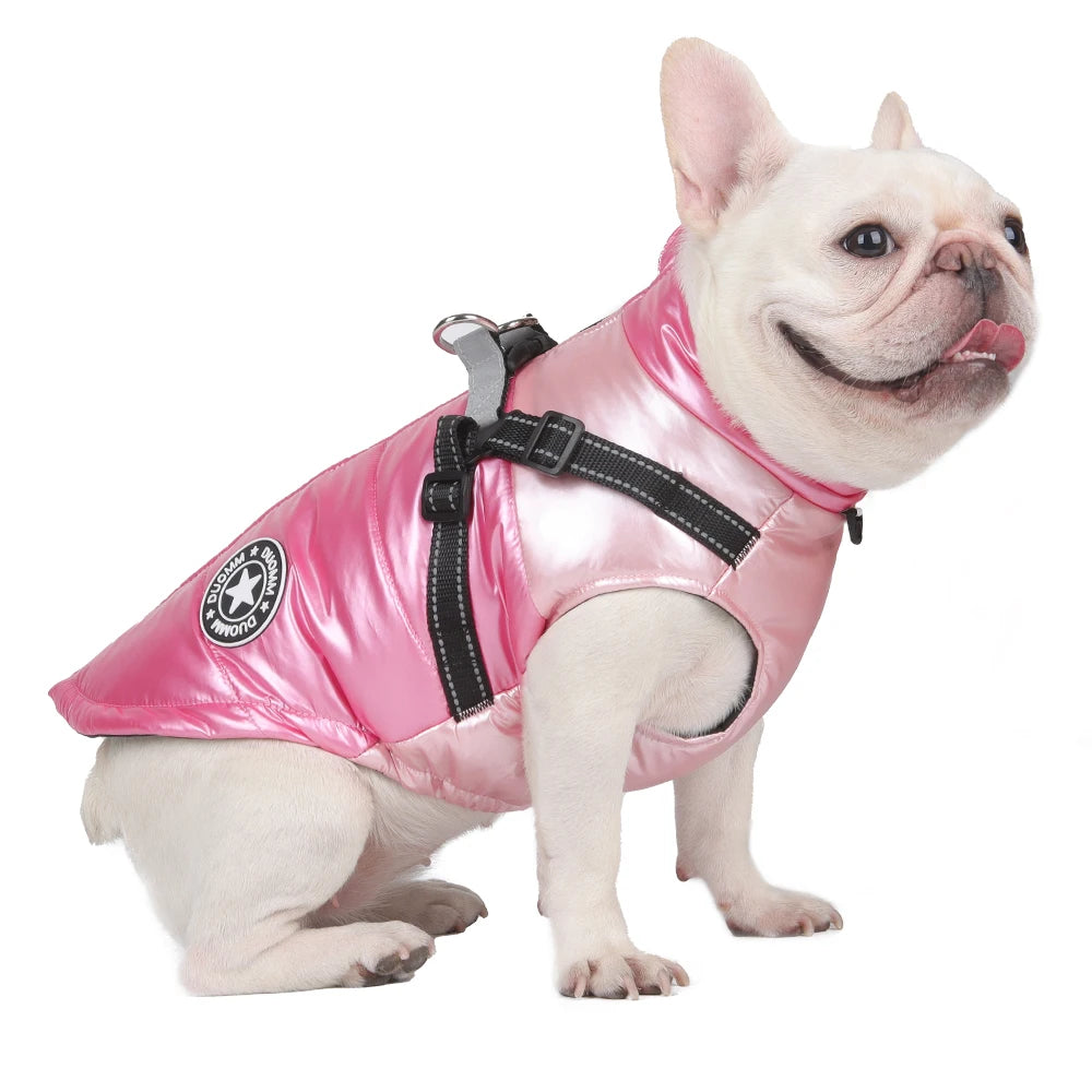 Winter Dog Harness Clothes Waterproof Warm Pet Dog Cotton Coat for Small Large Dogs Jacket French Bulldog Chihuahua Clothing Pug