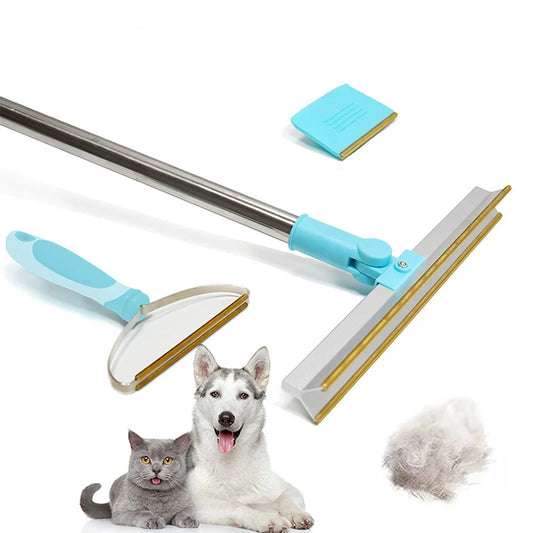 Pet Hair Remover Tool Set – Telescopic Handle Carpet Rake for Dog and Cat Hair Removal