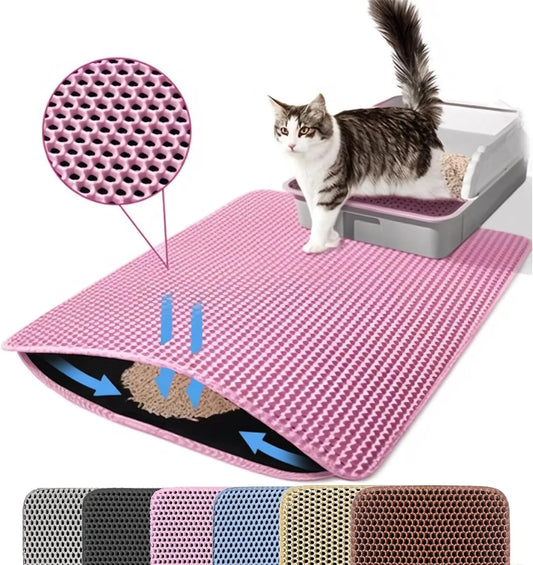 Double Layer Cat Litter Mat – Waterproof Non Slip Pet Litter Box Mat for Cats